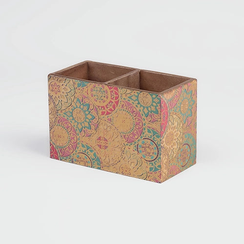 Floral Bliss Wooden Pen Stand