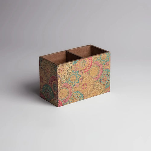 Floral Bliss Wooden Pen Stand