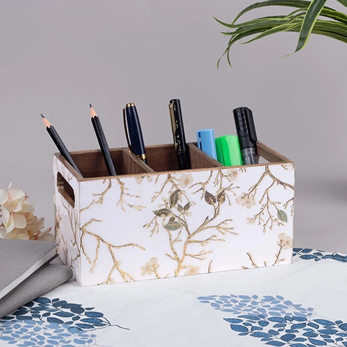 Blossom Branch Wooden Pen Organizer