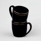 Black and Gold Line Ceramic Tea Cups Set of 2
