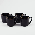 Black and Gold Line Ceramic Tea Cups Set of 4