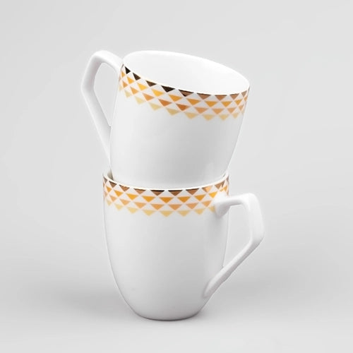 White and Gold Printed Tea Cup (Set of 2)