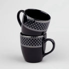 Elegant Glossy Black Gold Print Cup Set of 2