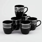 Elegant Glossy Black Gold Print Cup Set of 6