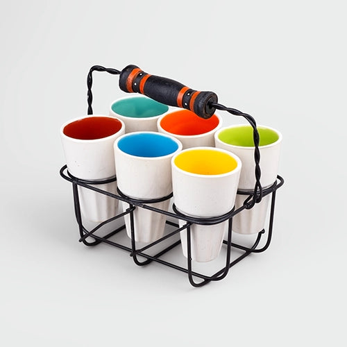 Versatile Ceramic Tea Kulhad Set with Stand