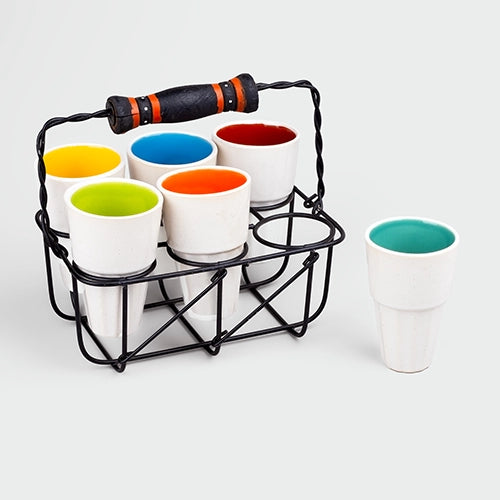 Versatile Ceramic Tea Kulhad Set with Stand