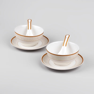 Luxurious Gold-Rimmed Soup Bowl (Set of 2)