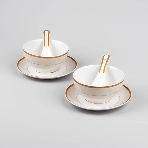 Luxurious Gold-Rimmed Soup Bowl (Set of 2)