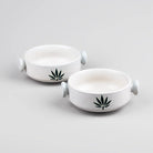 Leaf Imprint White Serving Bowl (Set of 2)