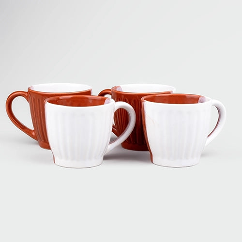 Red and White Ceramic Tea Cup (Set of 4)