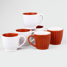 Red and White Ceramic Tea Cup (Set of 6)