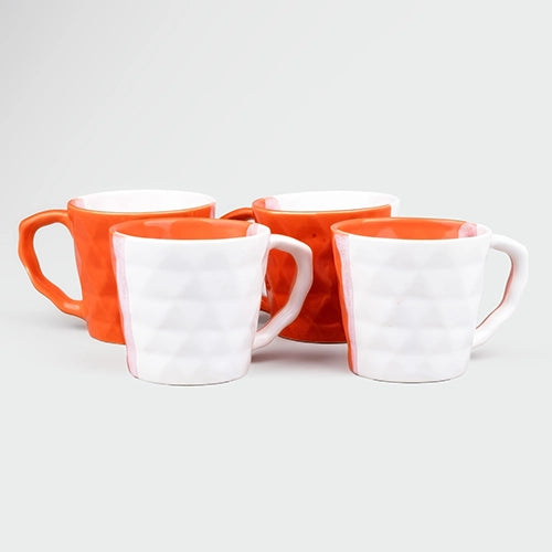 Multicolored Diamond Engraved Tea Cup (Set of 4)