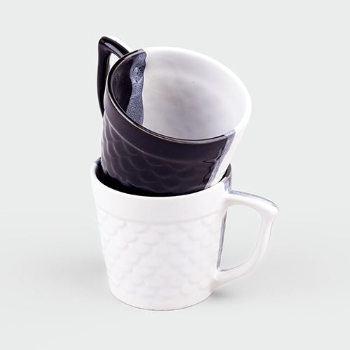Black and White Textured Tea Cup (Set of 2)
