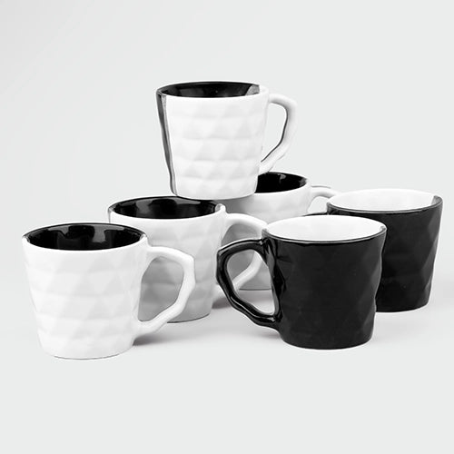 Aesthetic Ceramic Diamond Tea Cup (Set of 6)