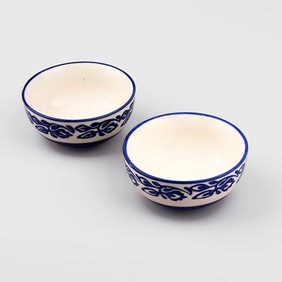 Timeless Blue Blossom Ceramic Bowl (Set of 2)