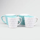 Ceramic Diamond Blue and White Tea Cup (Set of 4)