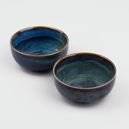 Blue Lagoon Glossy Porcelain Bowl (Set of 2)