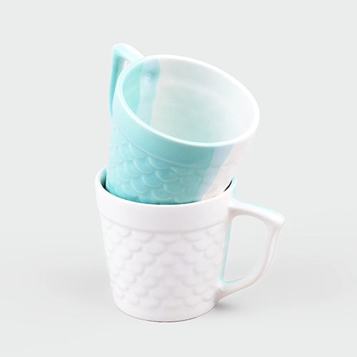 Fish Scale Textured Ceramic Tea Cup (Set of 2)