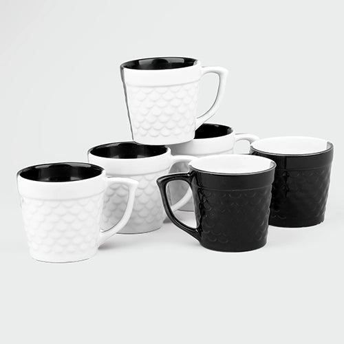 Black and White Textured Tea Cup (Set of 6)