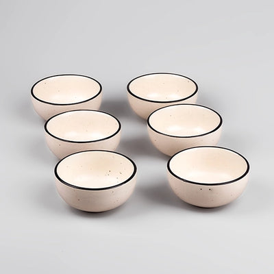 Elegant Black Matte Ceramic Serving Bowl (Set of 6)
