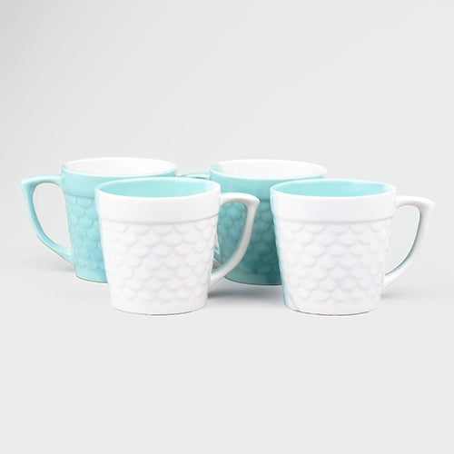 Fish Scale Textured Ceramic Tea Cup (Set of 4)