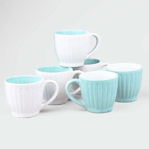 Stunning Pastel-Coloured Ceramic Tea Cup (Set of 6)