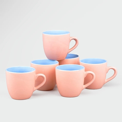 Glossy Dual Toned Ceramic Tea Cup (Set of 6)