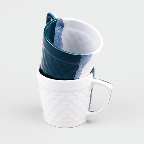 Ocean Depths and Pearl Fish Scaled Tea Cups (Set of 2)