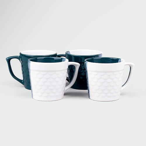 Ocean Depths and Pearl Fish Scaled Tea Cups (Set of 4)