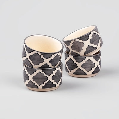 Elegant Grey Ceramic Mini Dip Bowl (Set of 4)