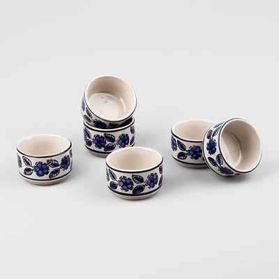 Handpainted Floral Ceramic Chutney Bowl (Set of 6)