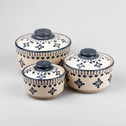 Vintage Grey White Ceramic Bowl Set with Lid
