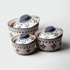 Vintage Grey White Ceramic Bowl Set with Lid