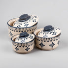 Vintage Grey White Ceramic Bowl Set with Lid