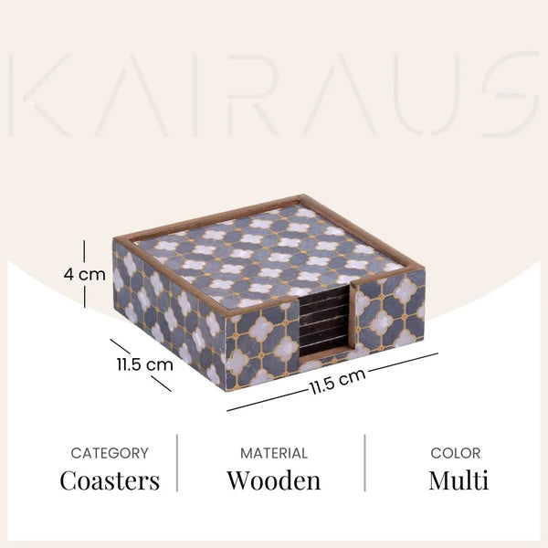 Luxury Artisan Printed Wooden Coasters (Set of 6)