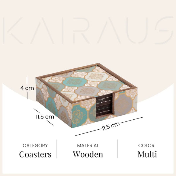 Artisan Printed Wooden Coasters (Set of 6)