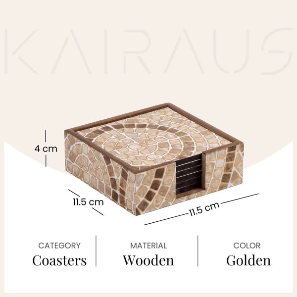 Premium Brick Pattern Wooden Coasters (Set of 6)