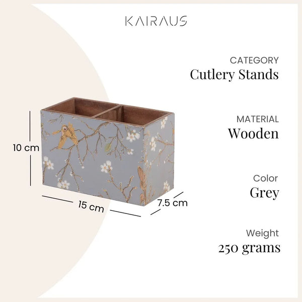Grey Floral Cutlery Organizer