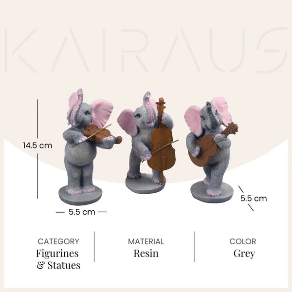 Musical Elephant Trio Statue