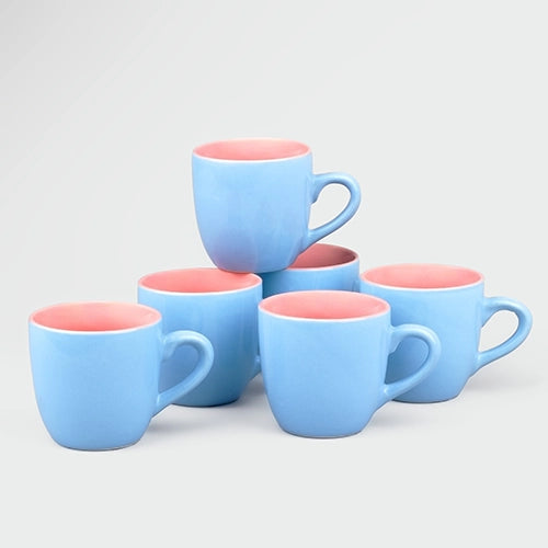 Aqua Bliss Ceramic Tea Cups (Set of 6)