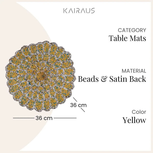 Royal Yellow And White Table Mat