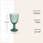 Vintage Diamond Detailing Glass (Set of 6)