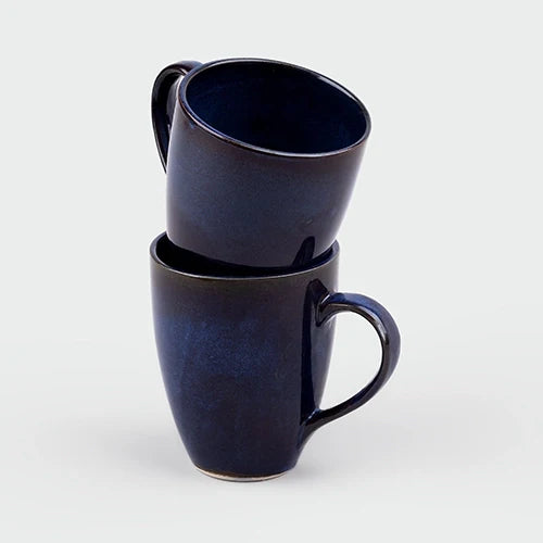 Charcoal Blue Ceramic Coffee Mug Set of 2