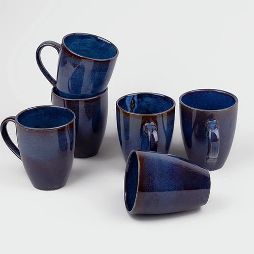 Charcoal Blue Ceramic Coffee Mug Set of 6