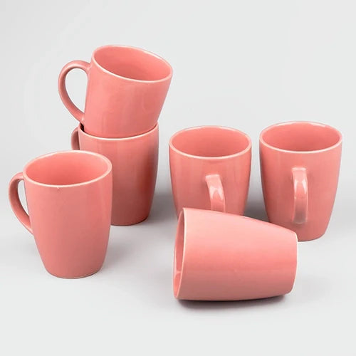 Blissful Blush Pink Ceramic Coffee Mug Set of 6