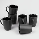 Luxe Black Ceramic Coffee Mugs (Set of 6)