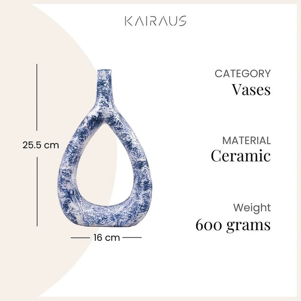 Deep Blue Textured Triangle Vase