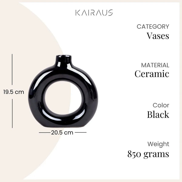 Black Donut Ring Vase