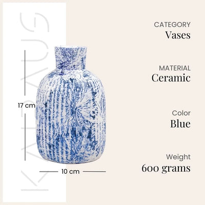 Blue & White Textured Vase
