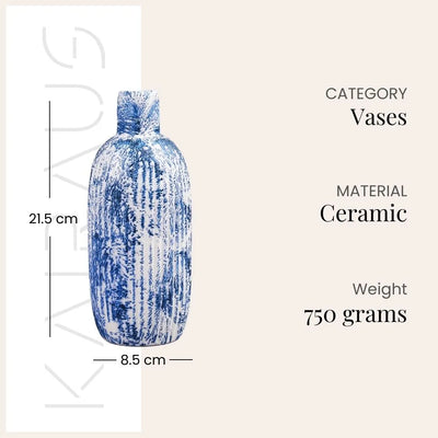 Indigo Patterned Ceramic Vase